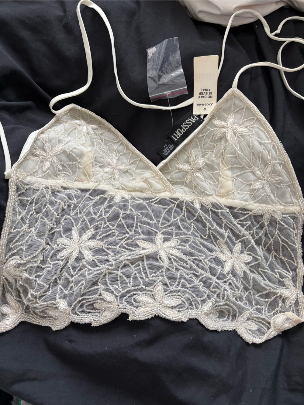 Y2K whimsical Beaded lace beautiful iridescent pearl fairy unicorn top ethereal
